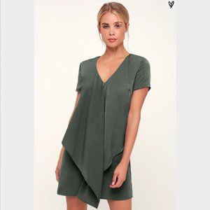 Dear Friend Satin Drape Front Shift Dress